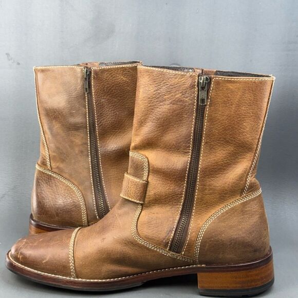 Cole Haan Biker Boots Leather Cap Toe Zip Nike Air Rugged mens size 11 - Picture 7 of 11